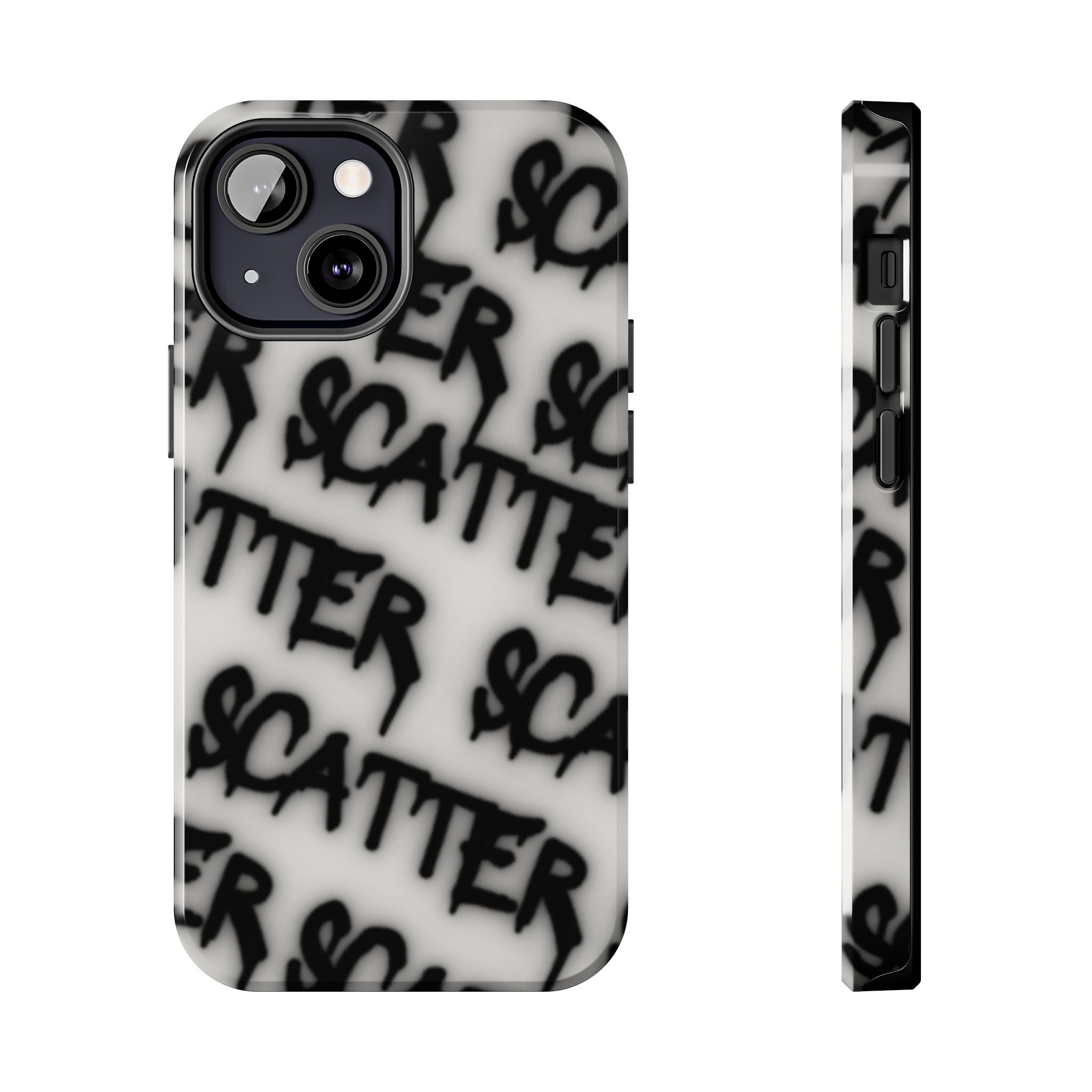 Scatter Graffiti Tough Phone Case – Black Spray-Style Protective Cover