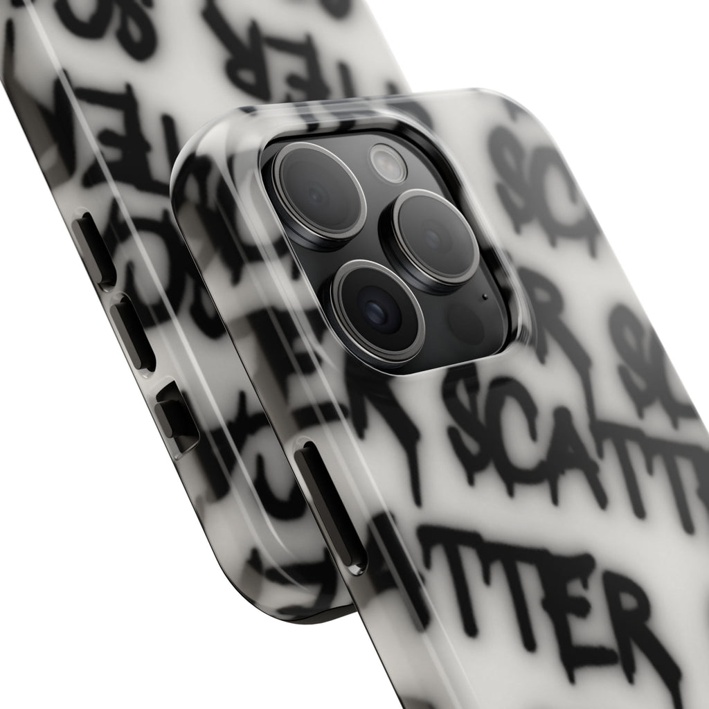 Scatter Graffiti Tough Phone Case – Black Spray-Style Protective Cover
