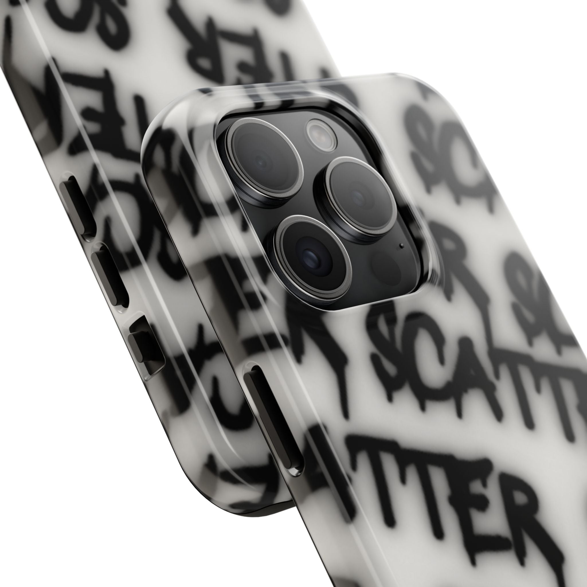 Scatter Graffiti Tough Phone Case – Black Spray-Style Protective Cover