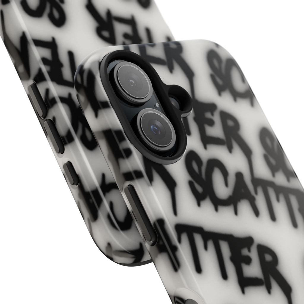 Scatter Graffiti Tough Phone Case – Black Spray-Style Protective Cover