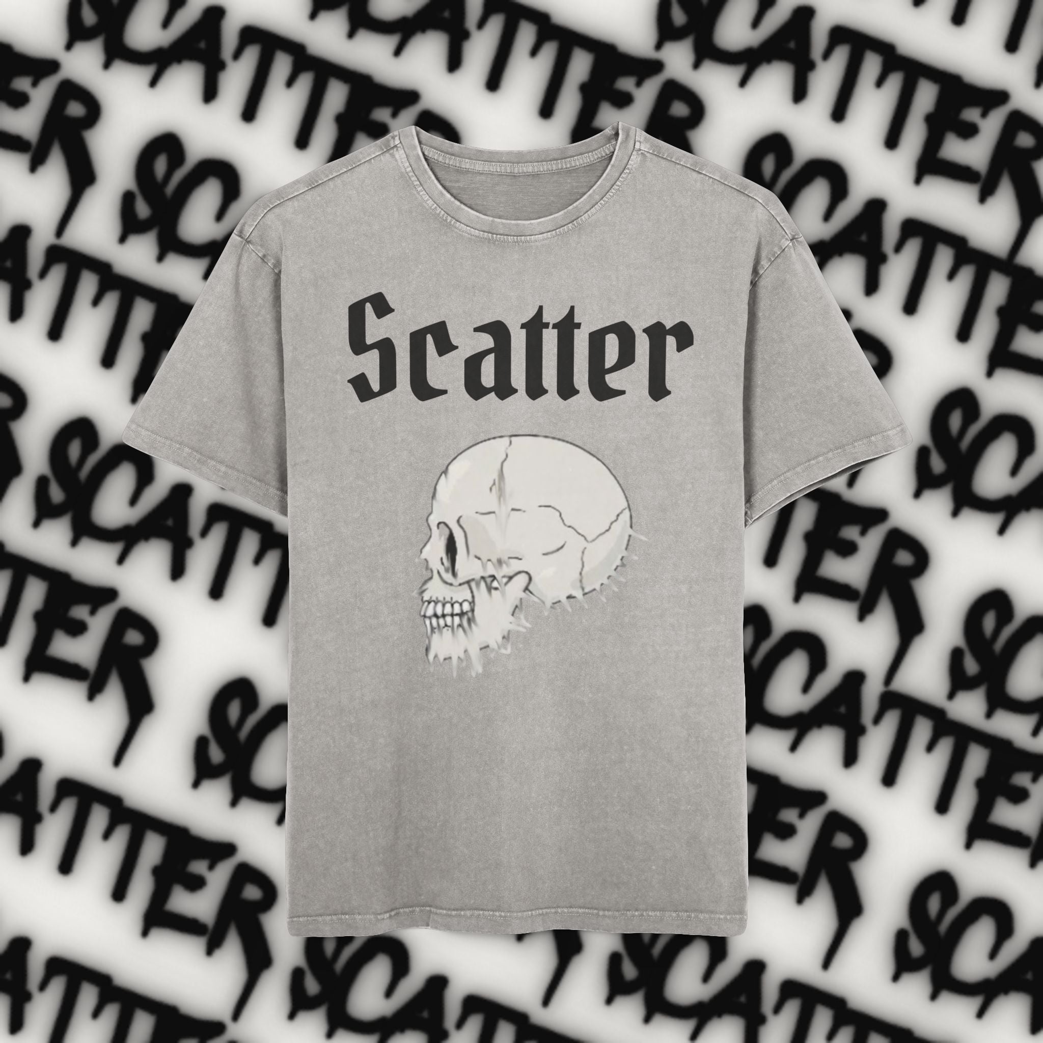 Scatter/ skull graphic/ acid wash