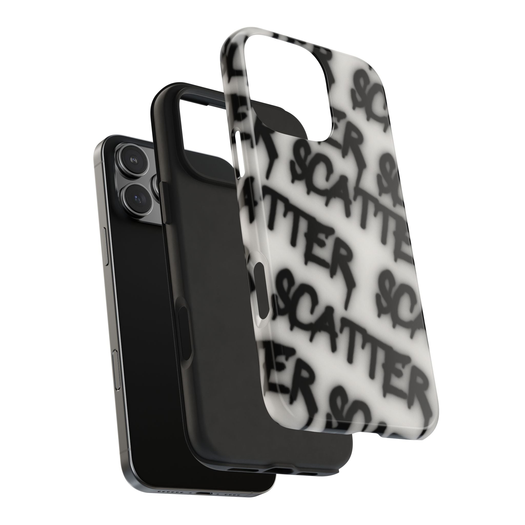 Scatter Graffiti Tough Phone Case – Black Spray-Style Protective Cover