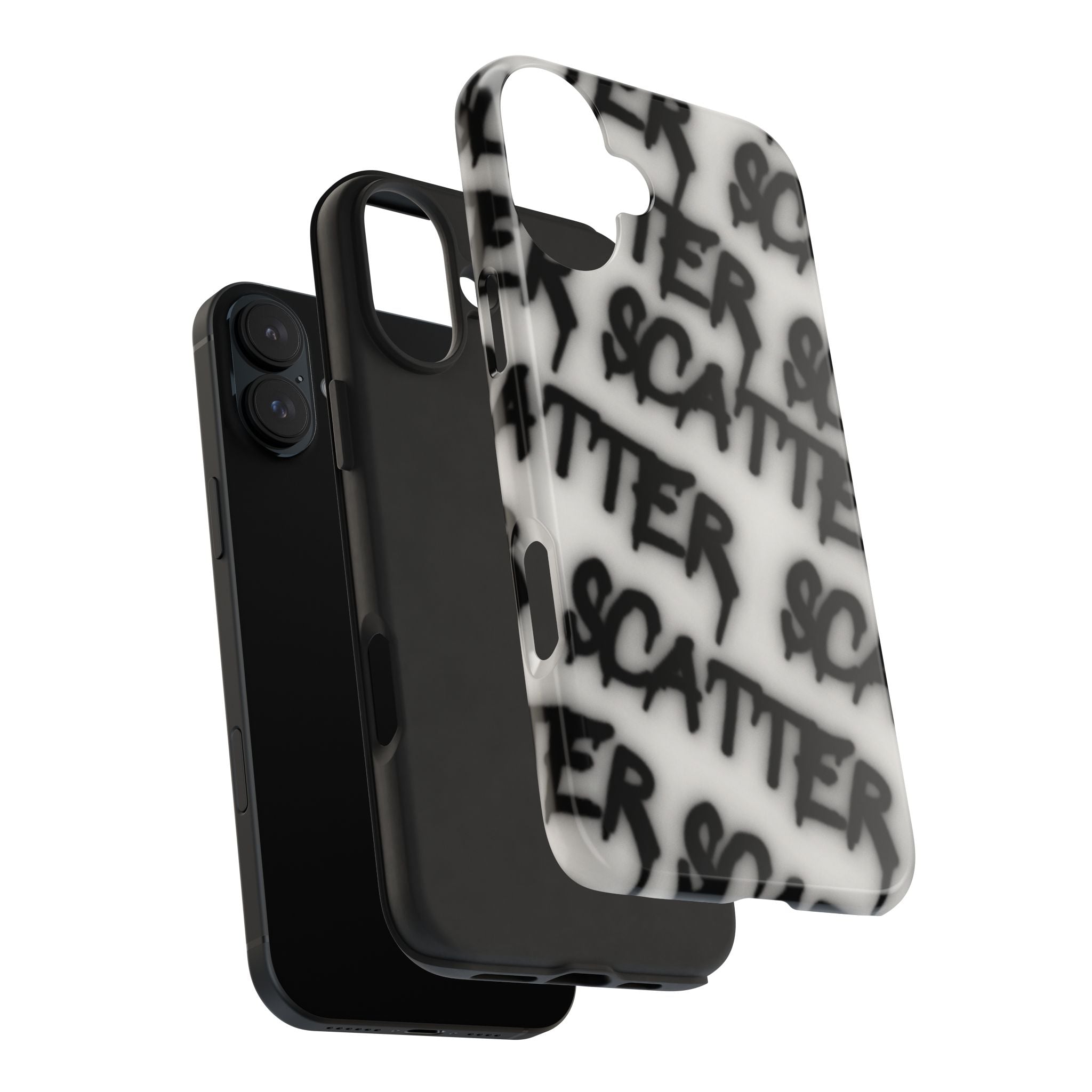 Scatter Graffiti Tough Phone Case – Black Spray-Style Protective Cover