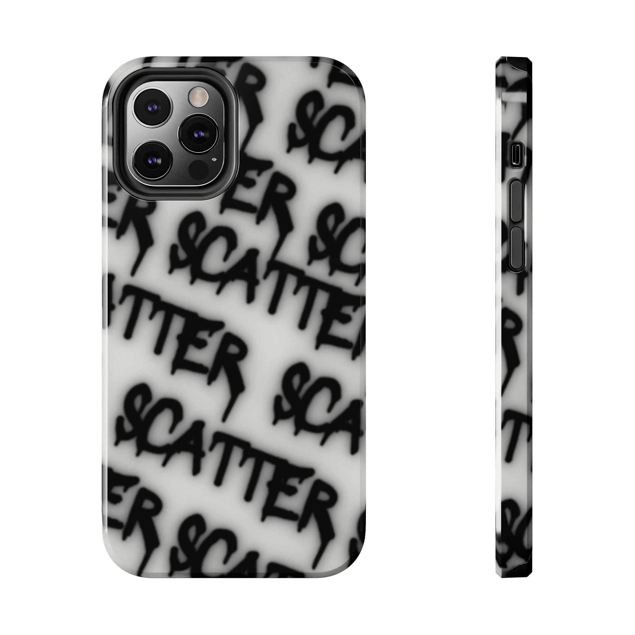 Scatter Graffiti Tough Phone Case – Black Spray-Style Protective Cover