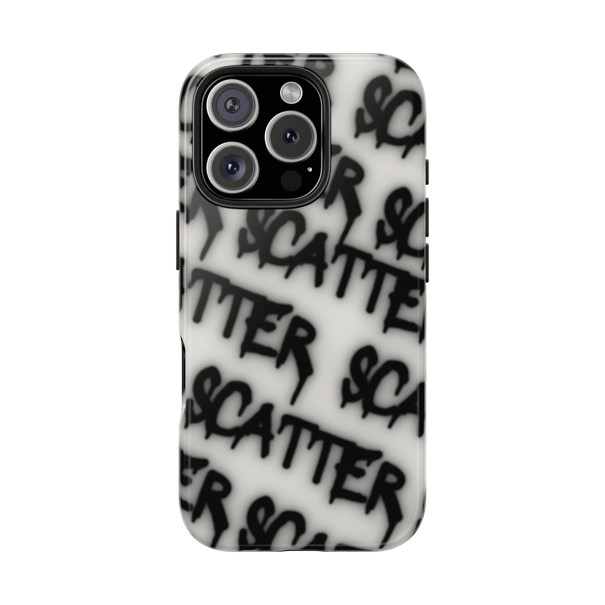 Scatter Graffiti Tough Phone Case – Black Spray-Style Protective Cover