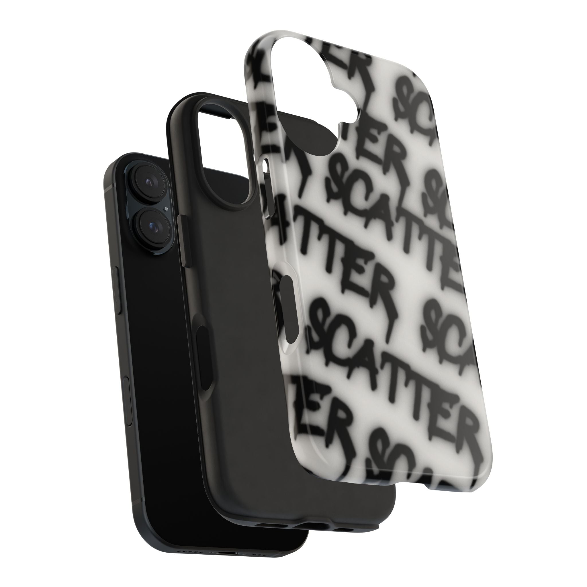 Scatter Graffiti Tough Phone Case – Black Spray-Style Protective Cover
