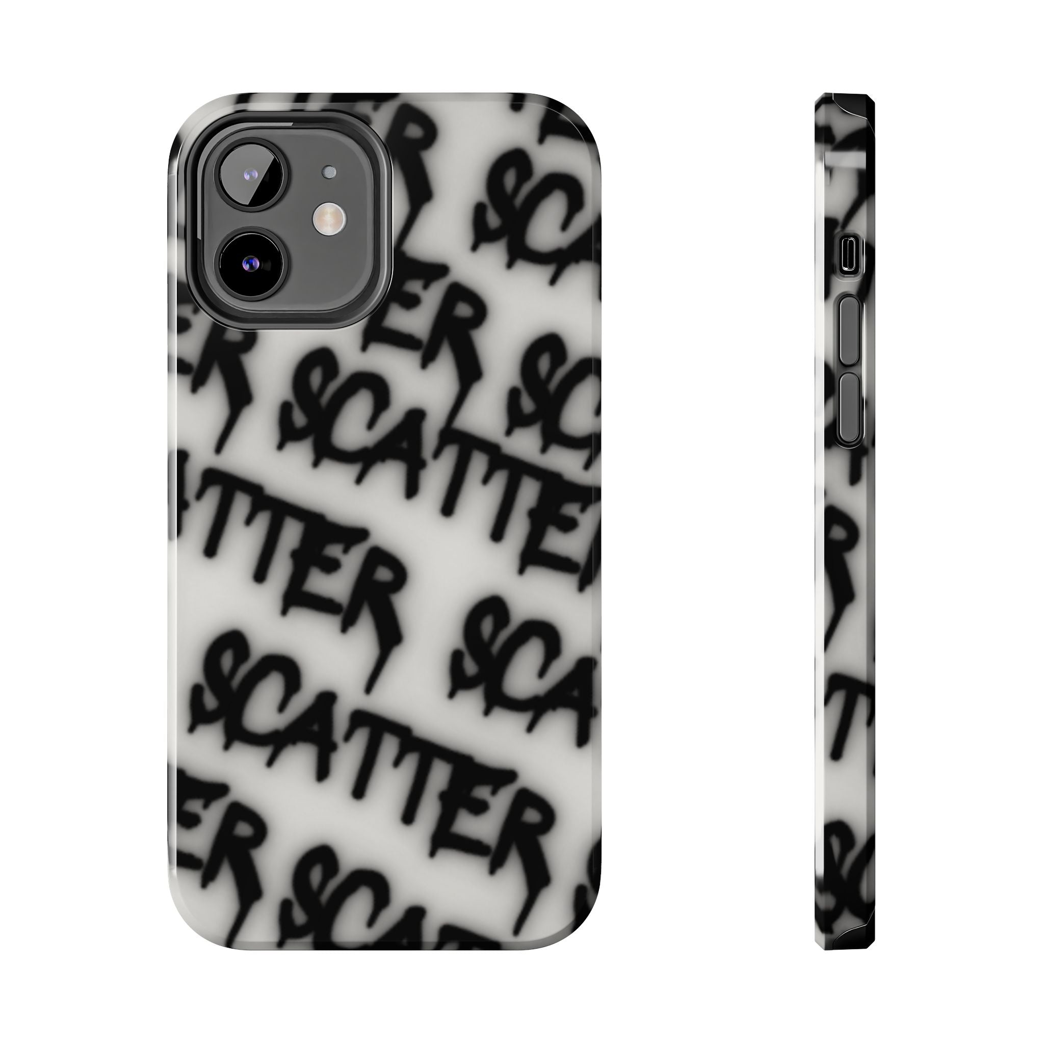 Scatter Graffiti Tough Phone Case – Black Spray-Style Protective Cover