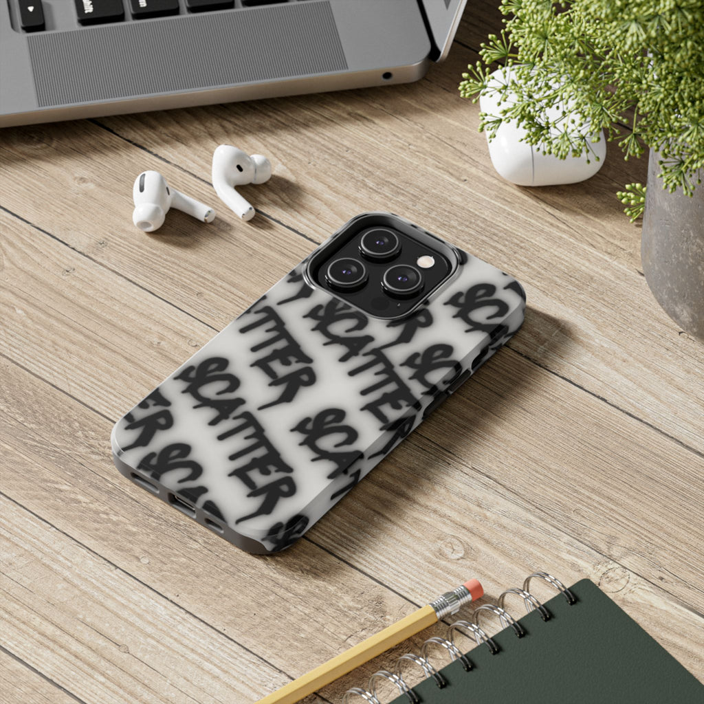 Scatter Graffiti Tough Phone Case – Black Spray-Style Protective Cover