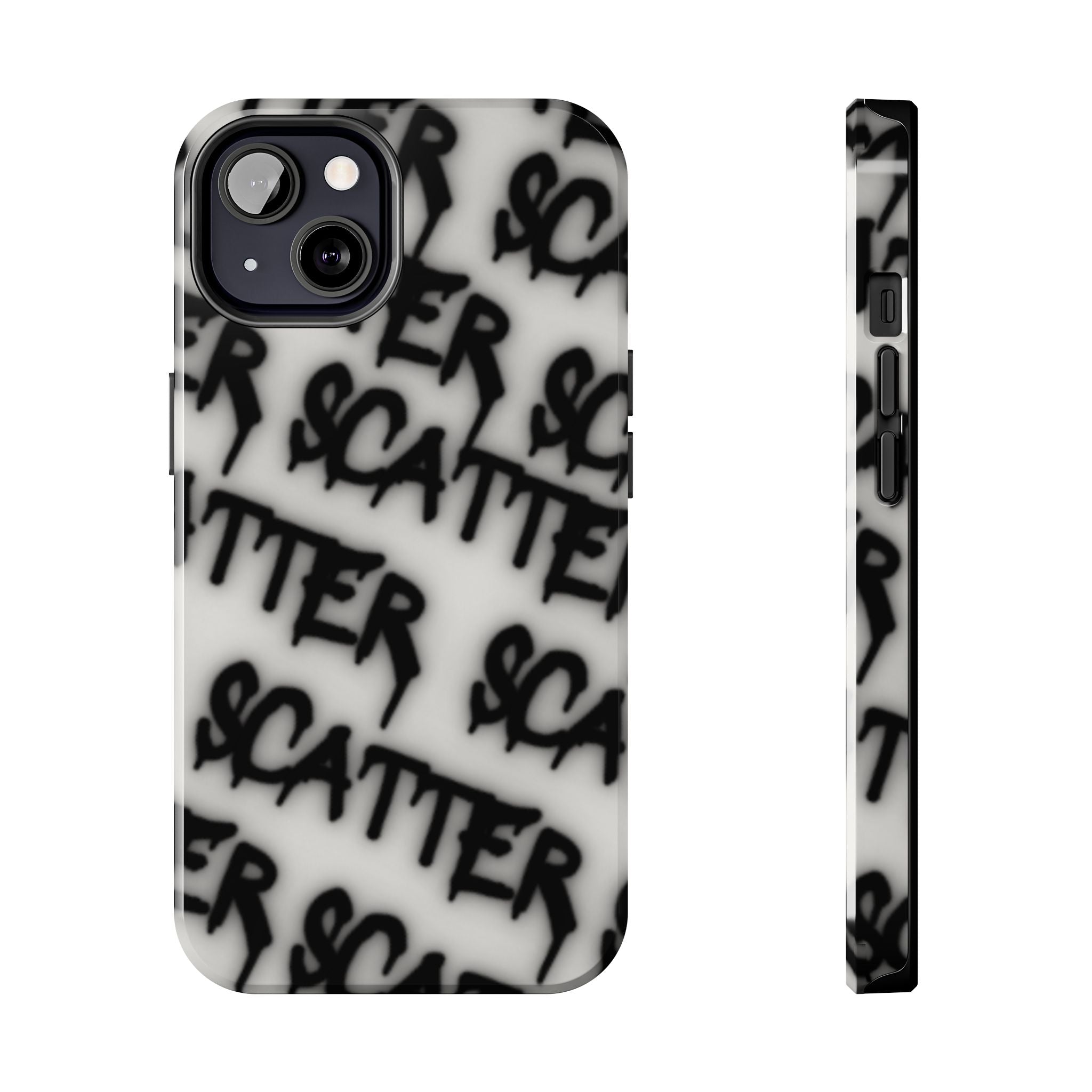 Scatter Graffiti Tough Phone Case – Black Spray-Style Protective Cover