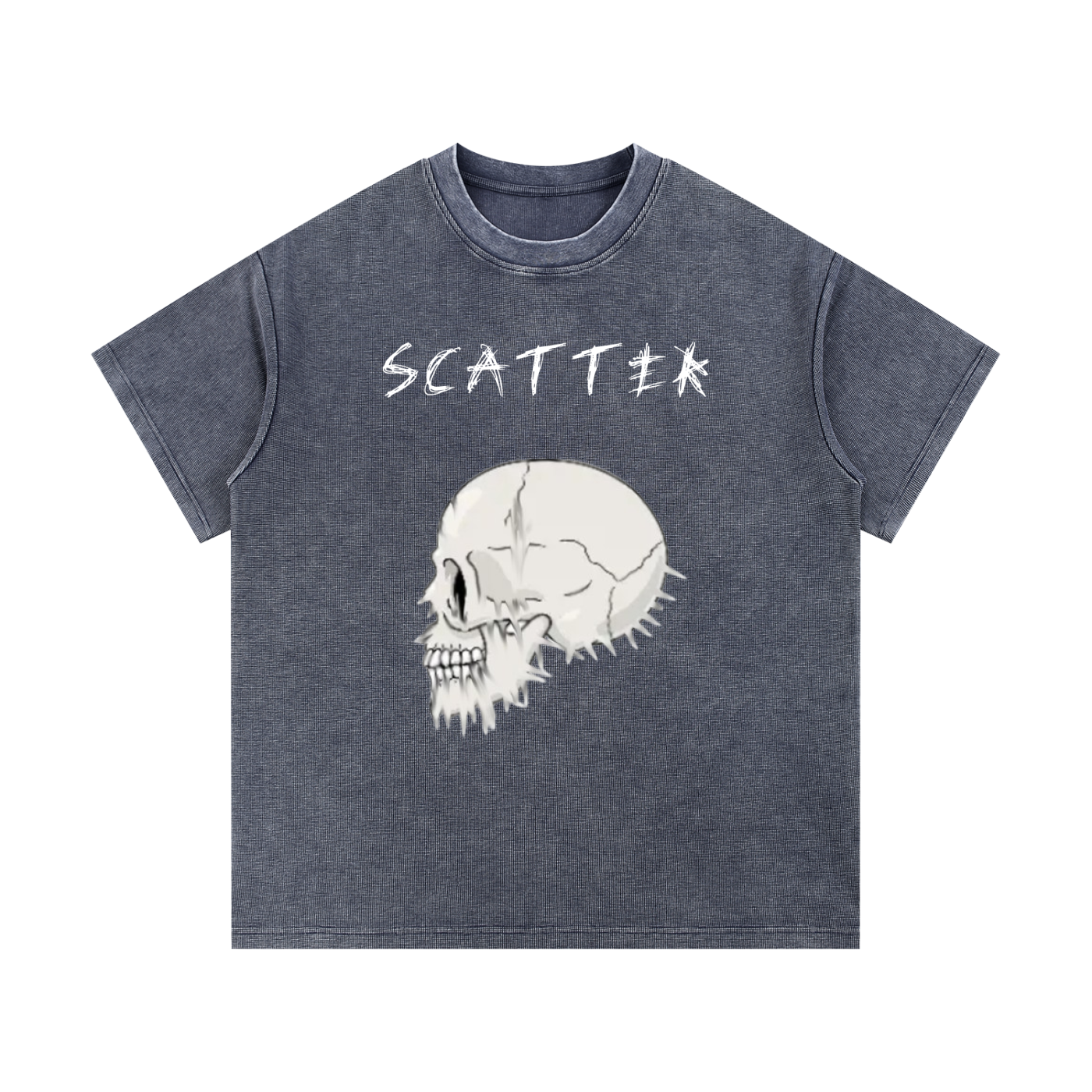 Mineral Wash Waffle Knit Scatter skull graphic
