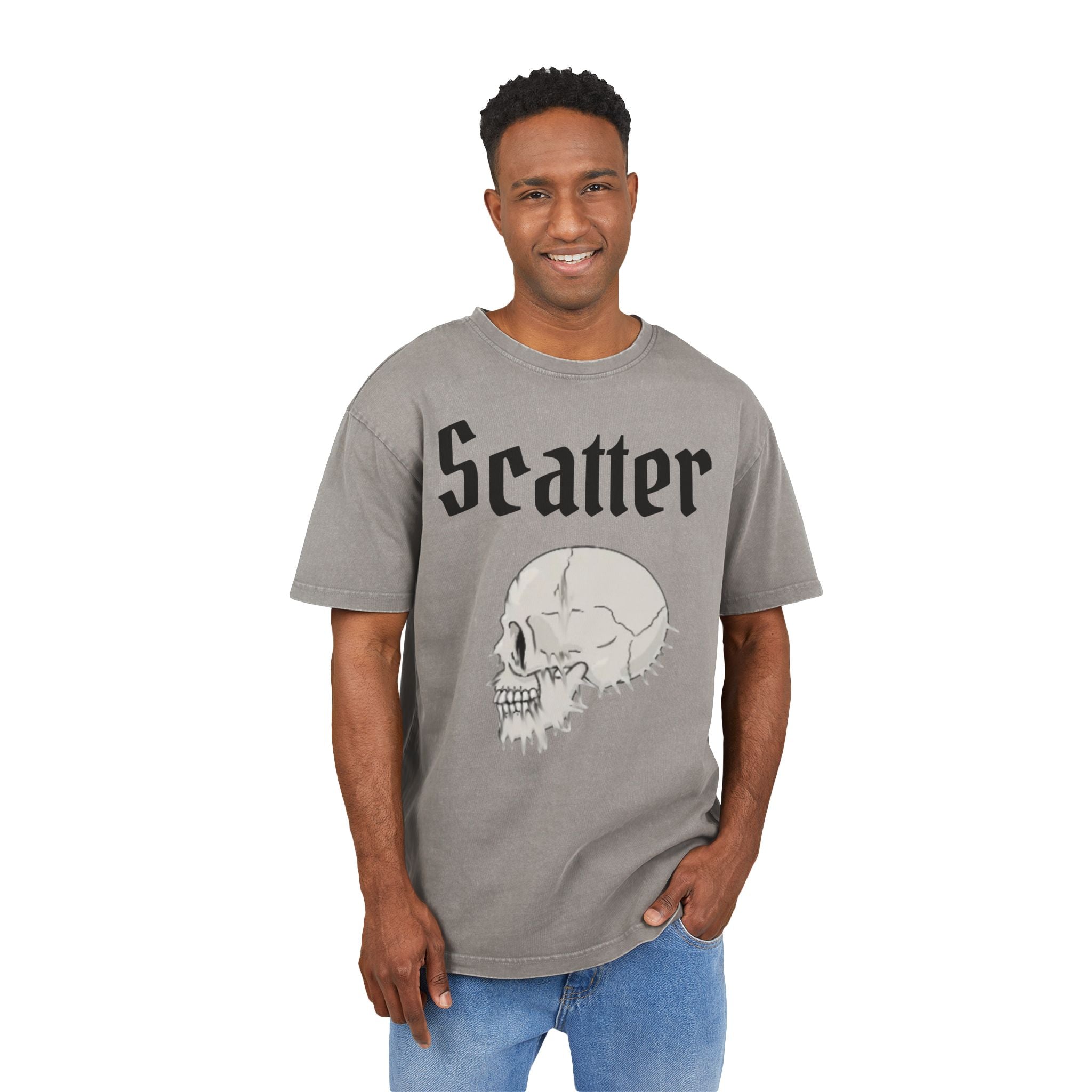 Scatter/ skull graphic/ acid wash