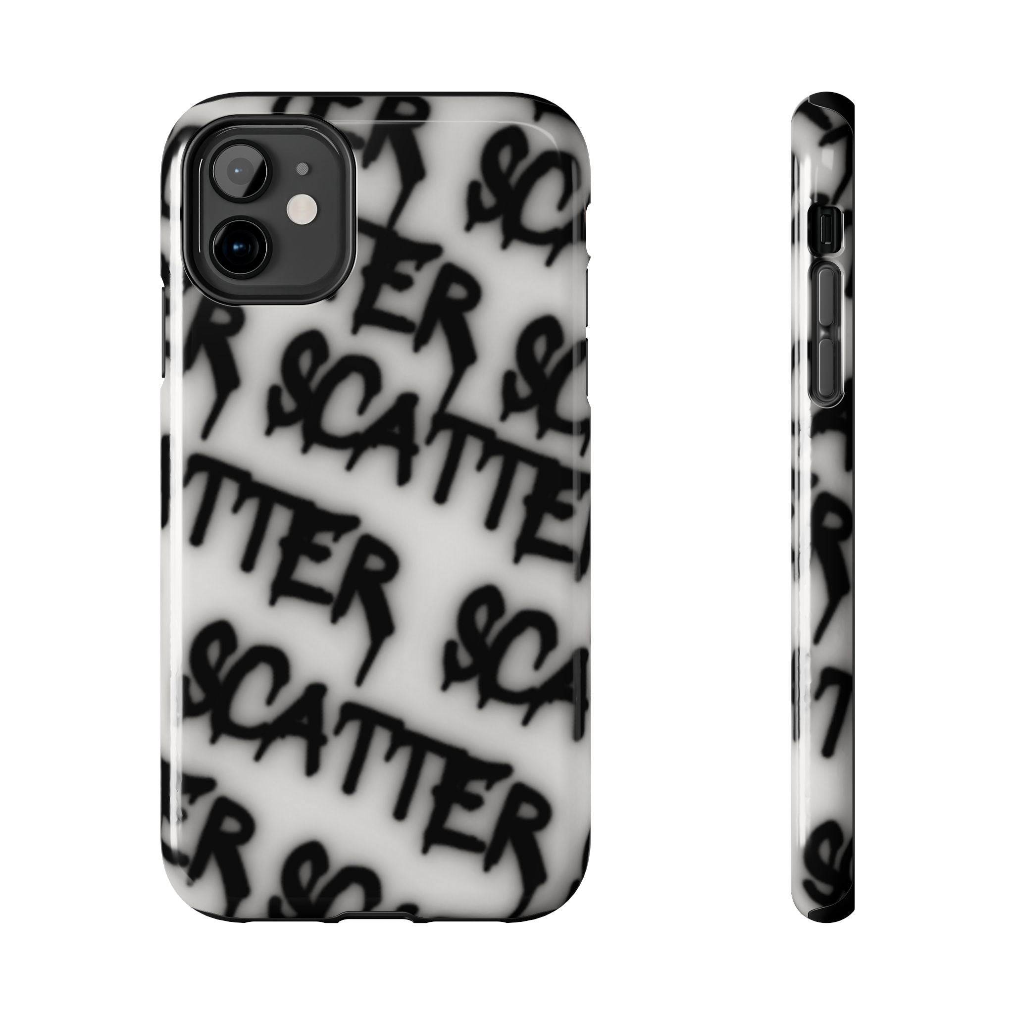 Scatter Graffiti Tough Phone Case – Black Spray-Style Protective Cover