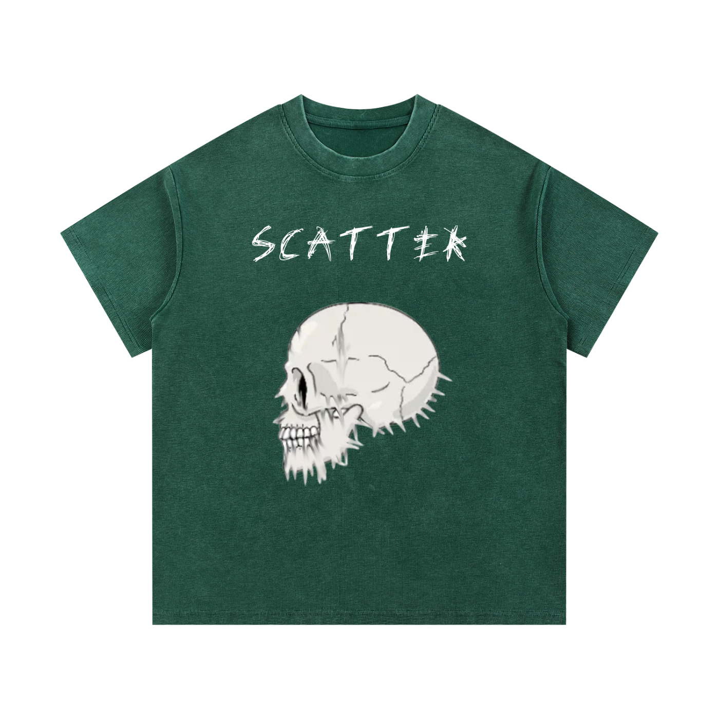 Mineral Wash Waffle Knit Scatter skull graphic