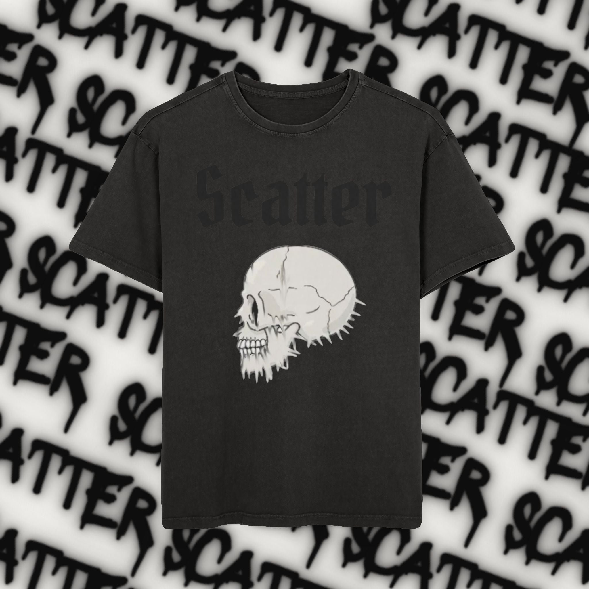 Scatter/ skull graphic/ acid wash