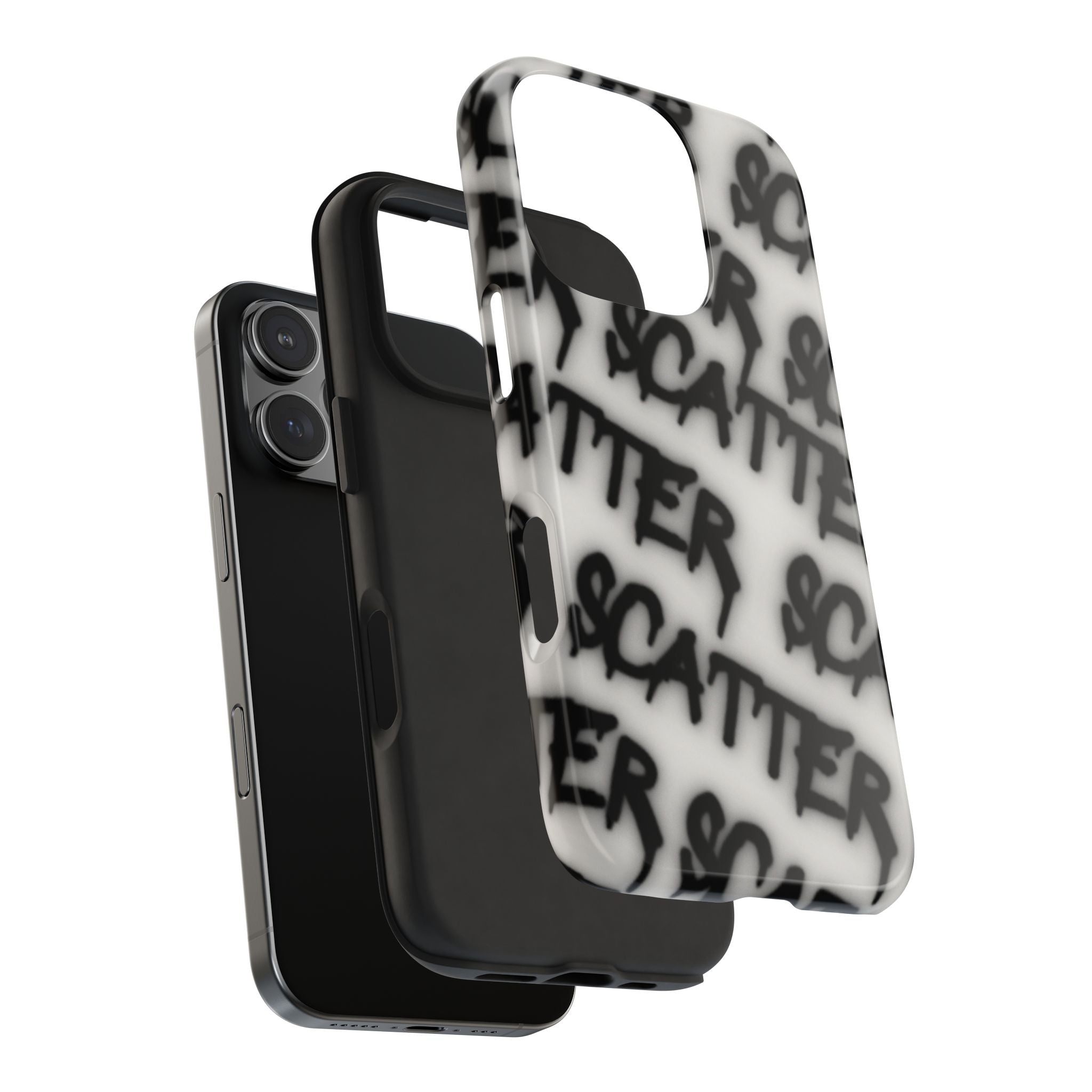 Scatter Graffiti Tough Phone Case – Black Spray-Style Protective Cover
