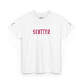 Scatter Graphic Tee — Pink Distressed Text Cotton T‑Shirt