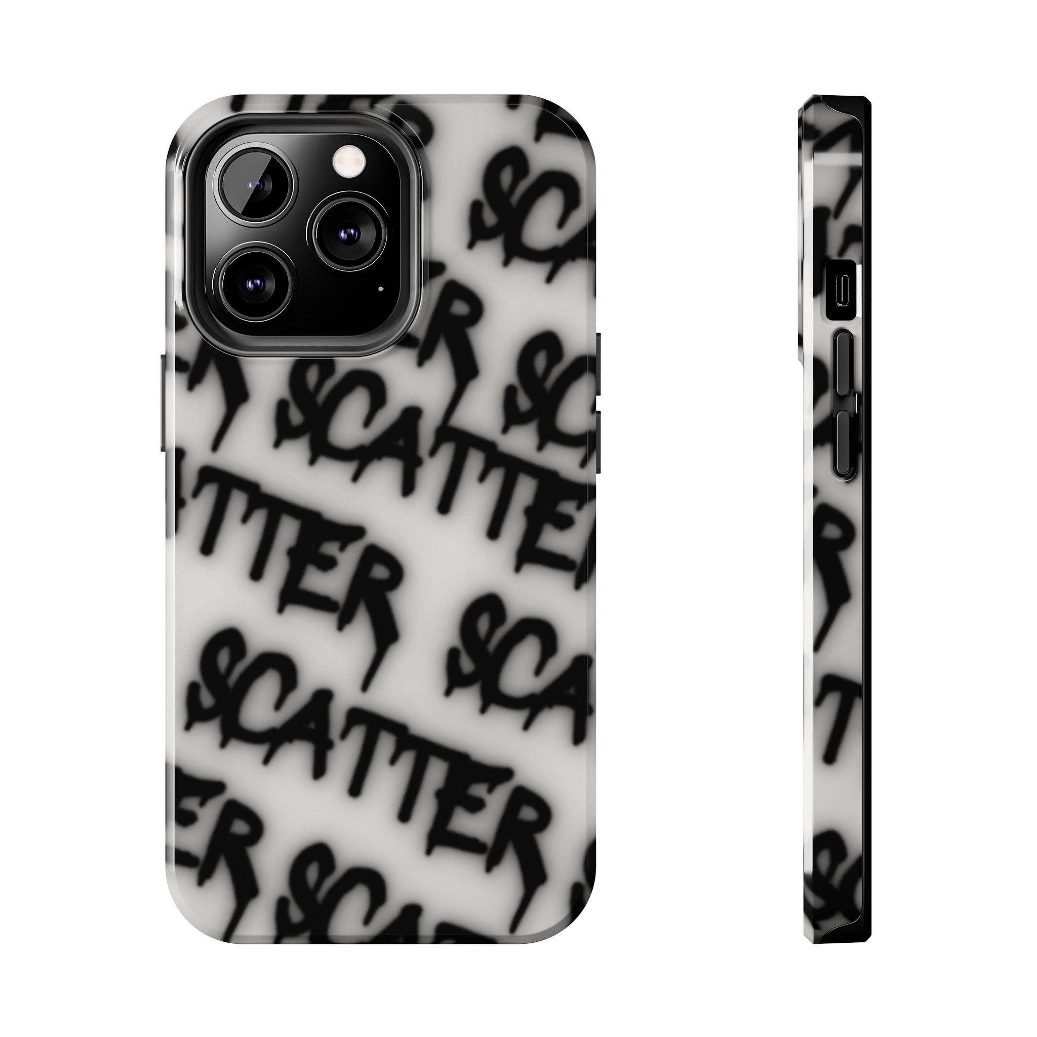 Scatter Graffiti Tough Phone Case – Black Spray-Style Protective Cover
