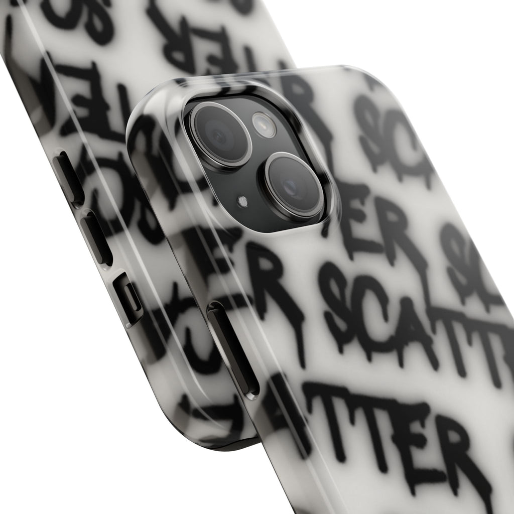 Scatter Graffiti Tough Phone Case – Black Spray-Style Protective Cover
