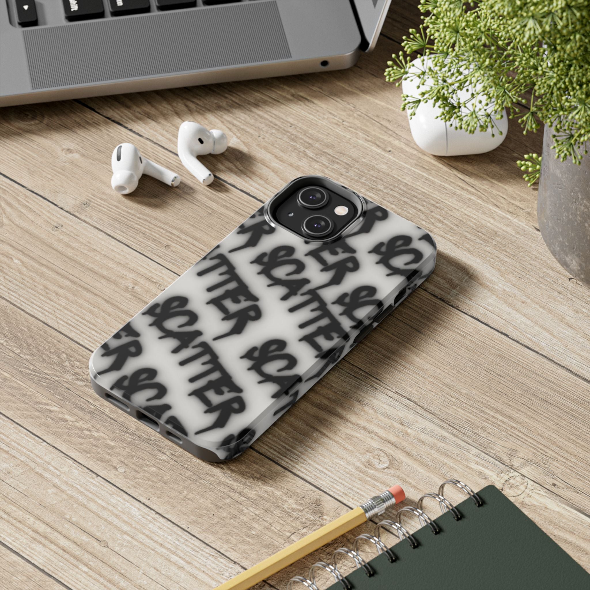Scatter Graffiti Tough Phone Case – Black Spray-Style Protective Cover