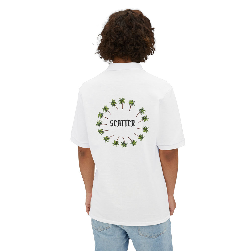 SCATTER Men's Skull & Palm Circle Polo — Scatter Graphic Piqué Shirt