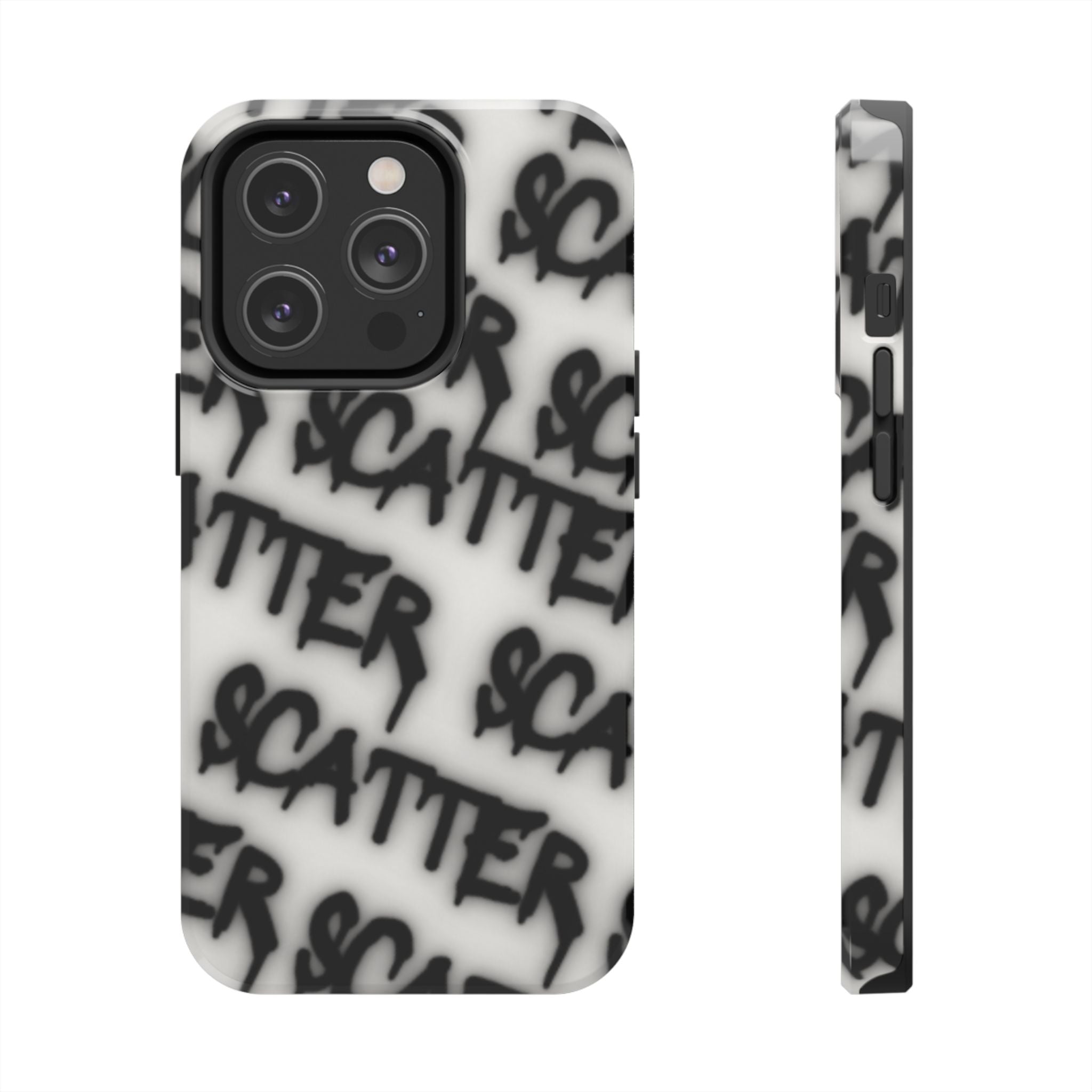 Scatter Graffiti Tough Phone Case – Black Spray-Style Protective Cover