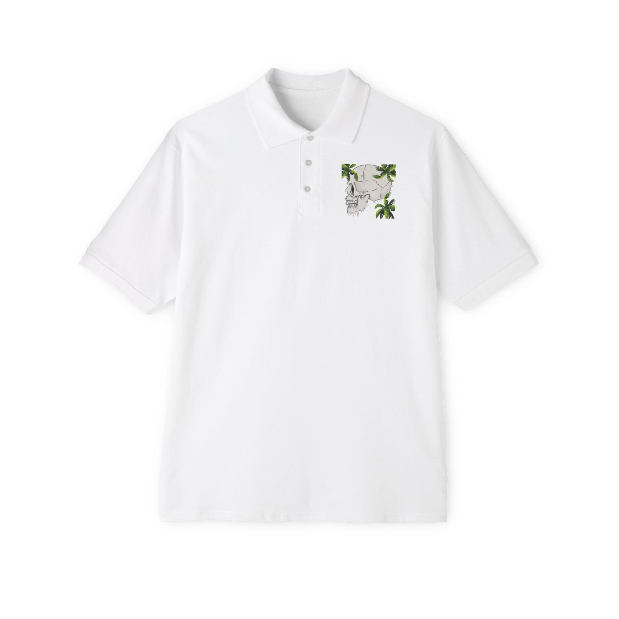 SCATTER Men's Skull & Palm Circle Polo — Scatter Graphic Piqué Shirt