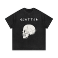 Mineral Wash Waffle Knit Scatter skull graphic