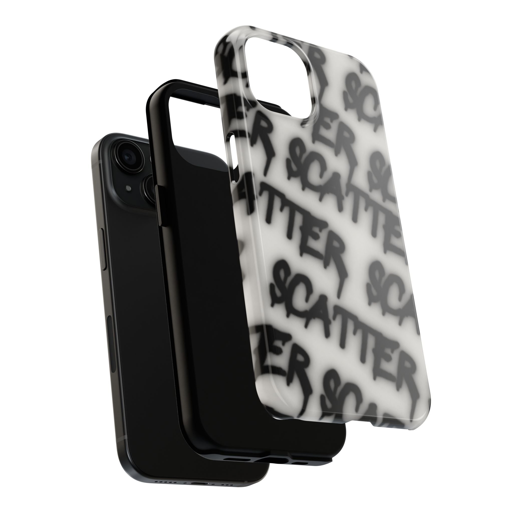Scatter Graffiti Tough Phone Case – Black Spray-Style Protective Cover
