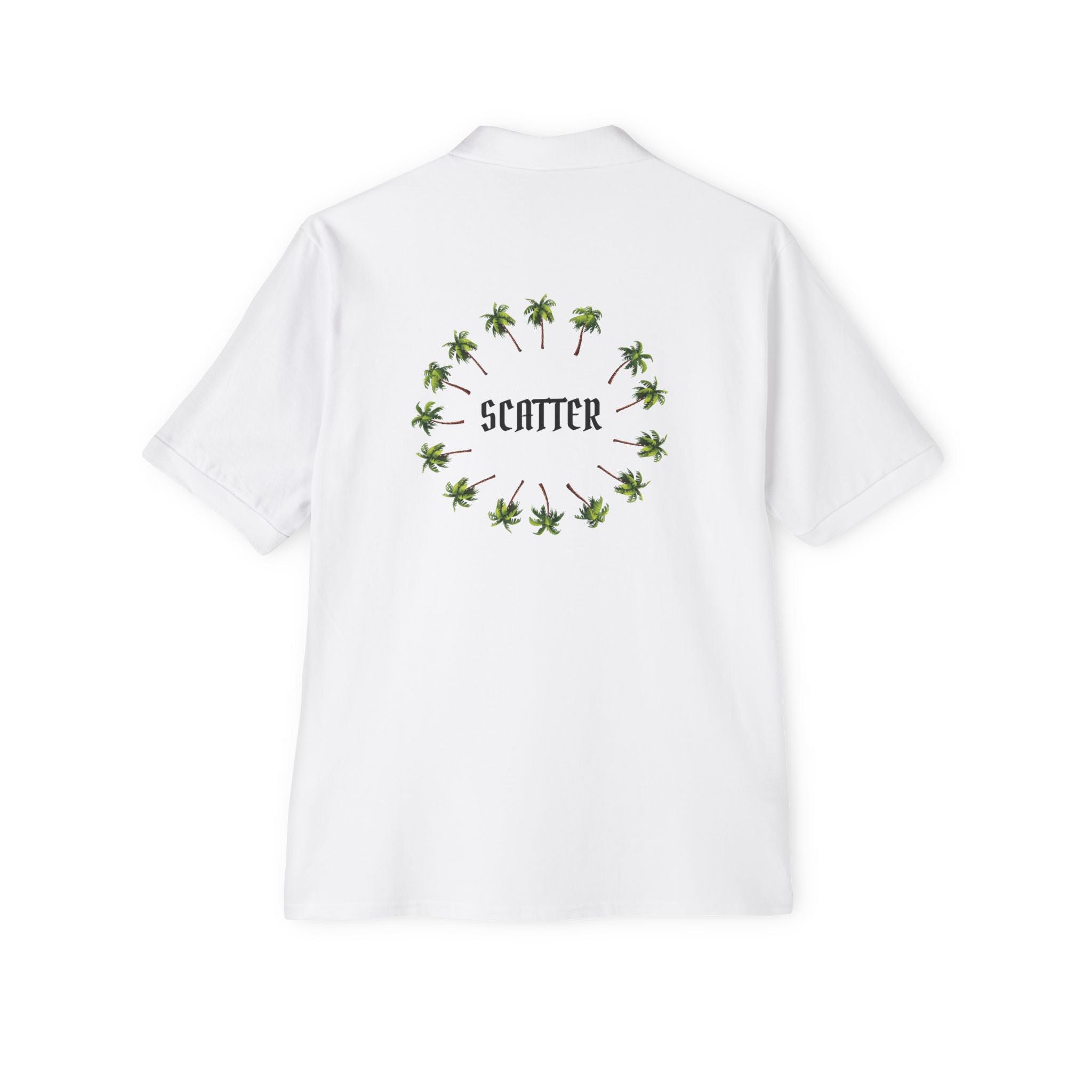 SCATTER Men's Skull & Palm Circle Polo — Scatter Graphic Piqué Shirt