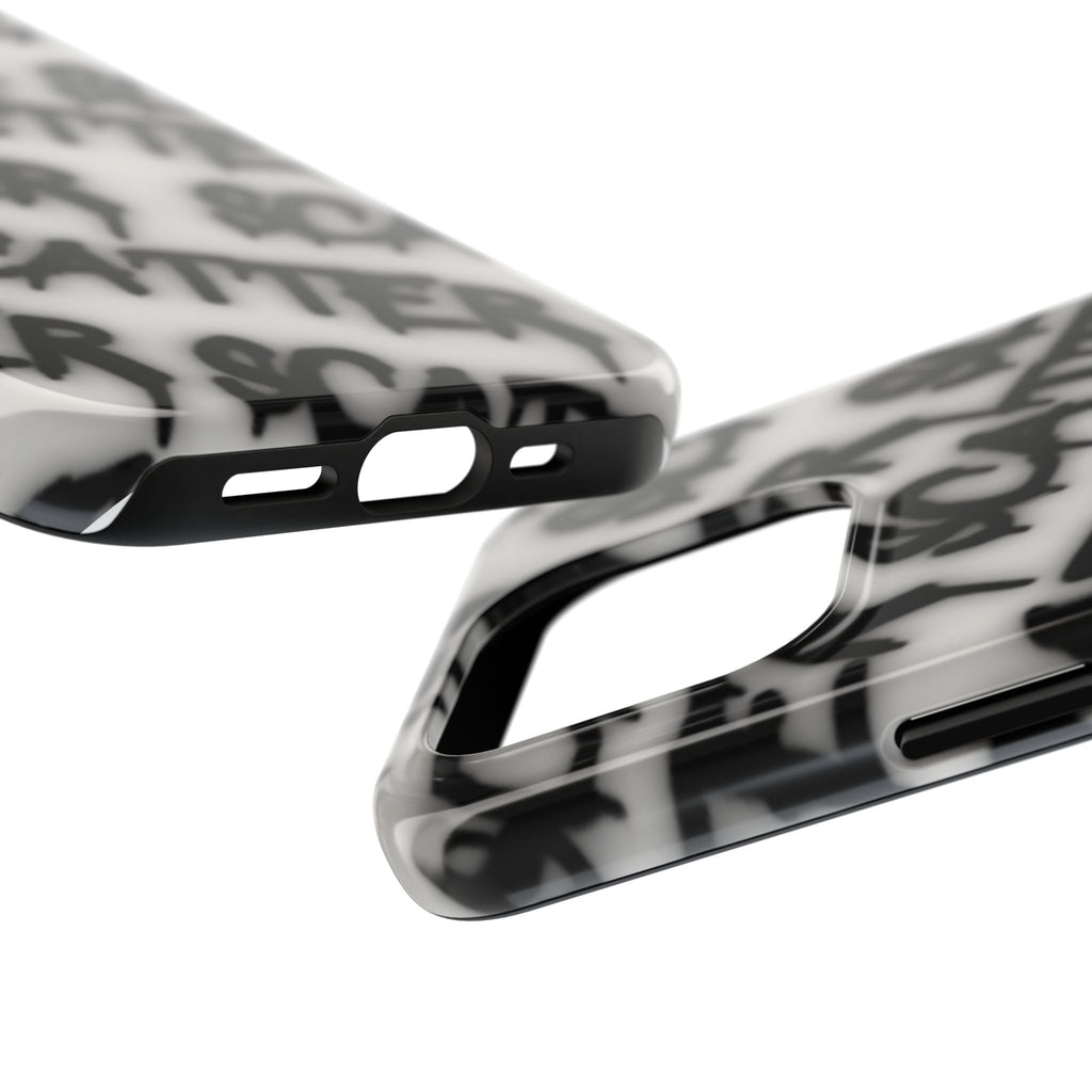 Scatter Graffiti Tough Phone Case – Black Spray-Style Protective Cover