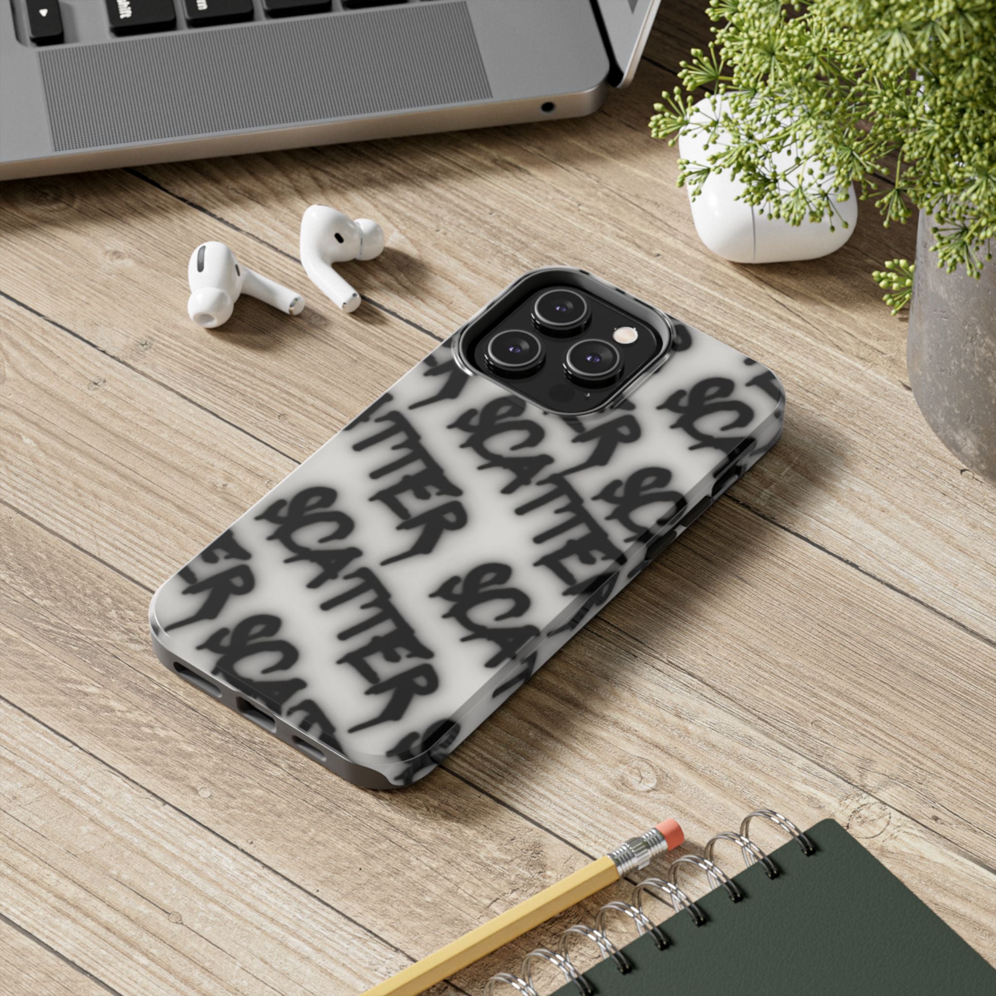 Scatter Graffiti Tough Phone Case – Black Spray-Style Protective Cover