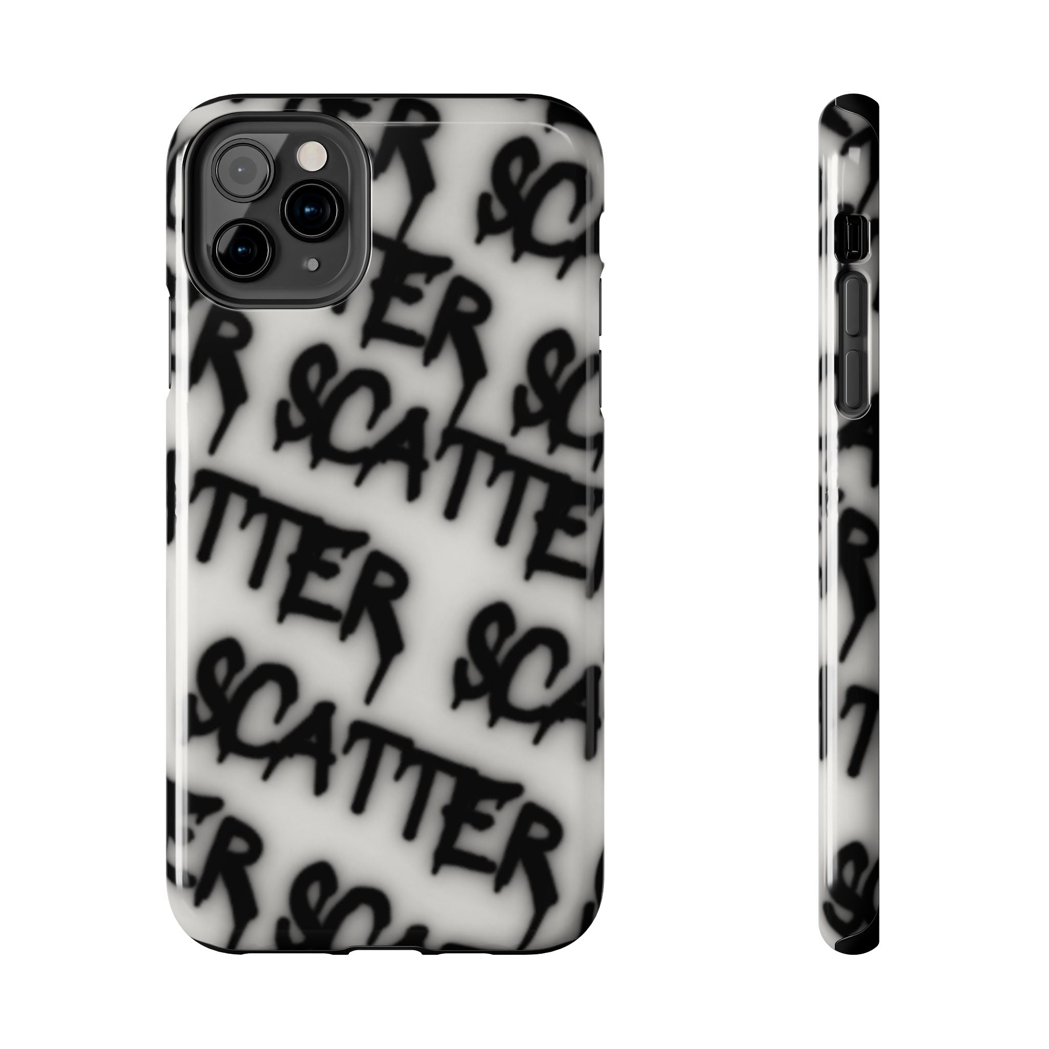 Scatter Graffiti Tough Phone Case – Black Spray-Style Protective Cover