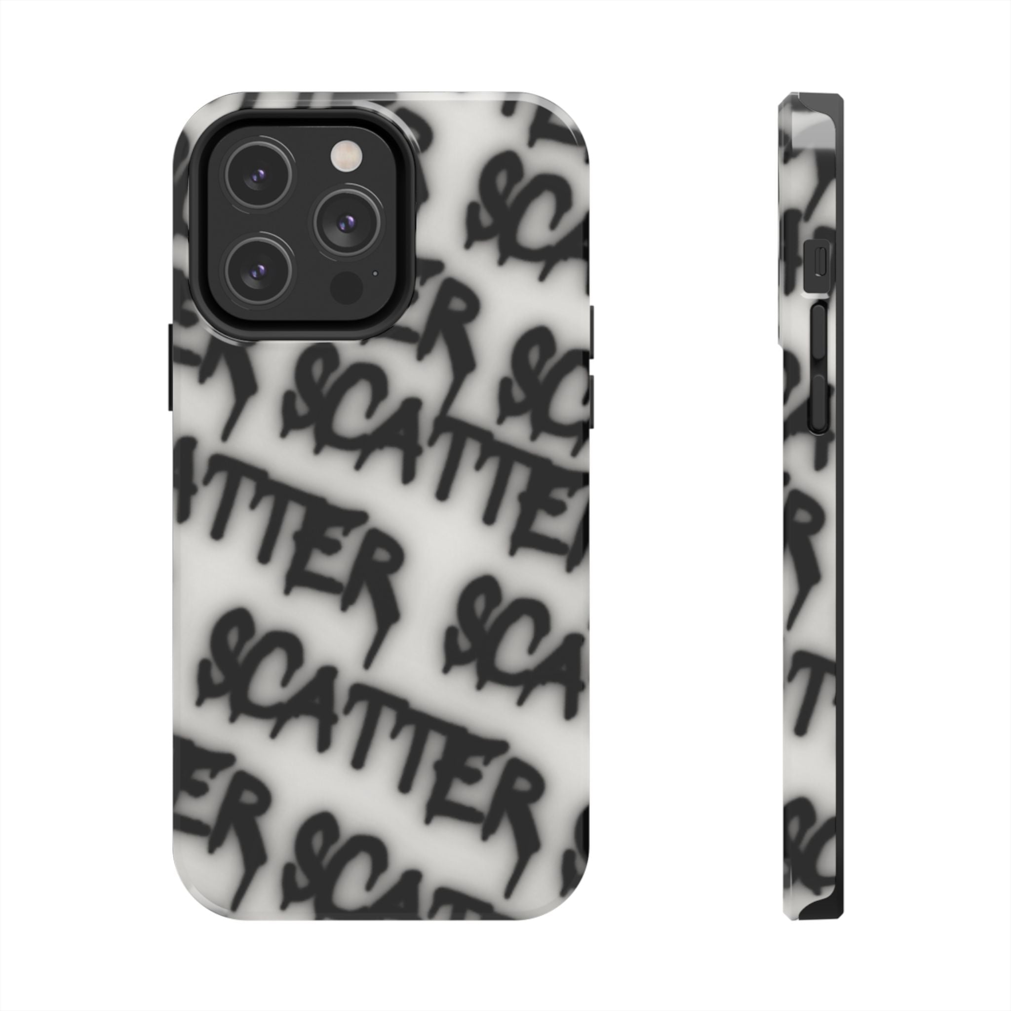 Scatter Graffiti Tough Phone Case – Black Spray-Style Protective Cover