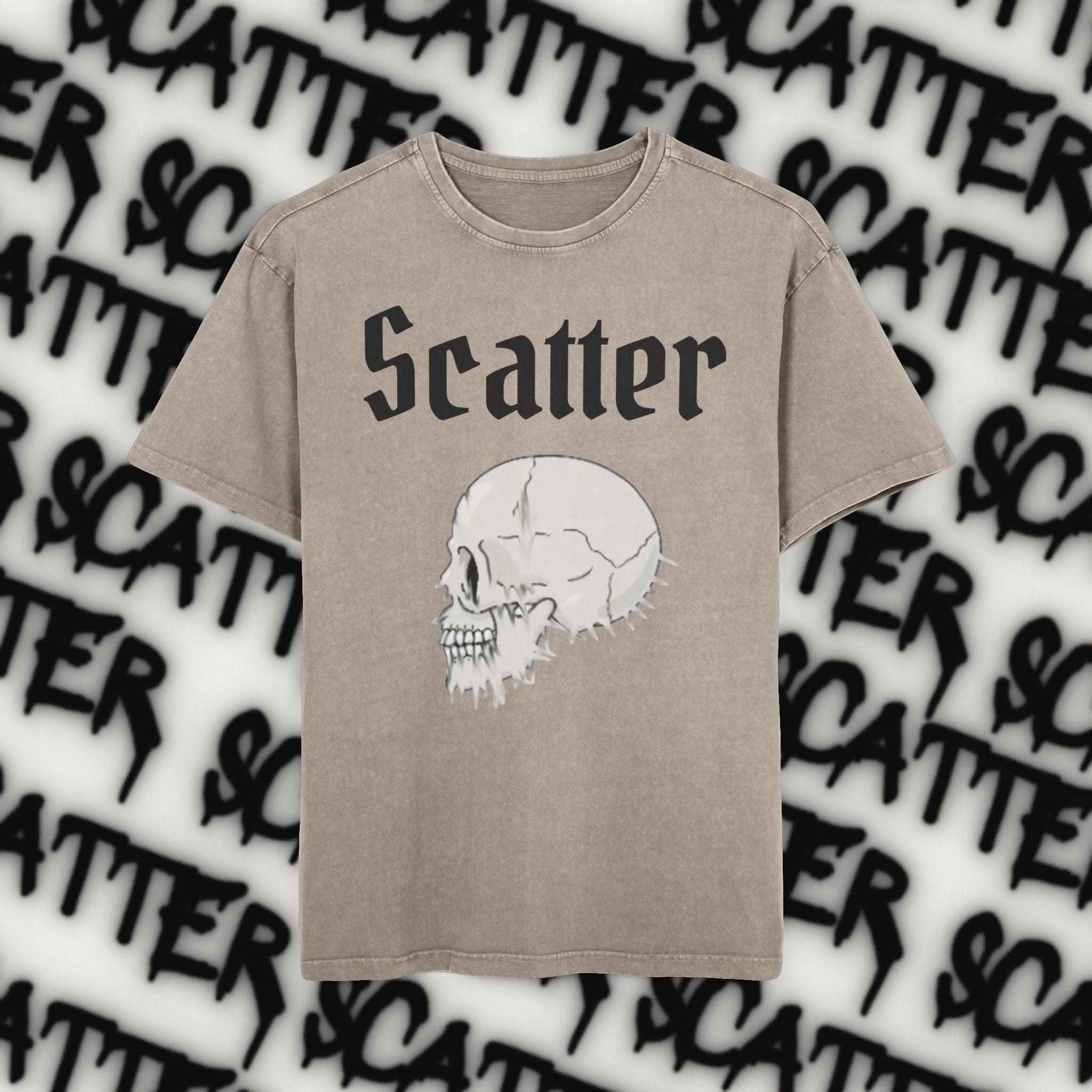 Scatter/ skull graphic/ acid wash