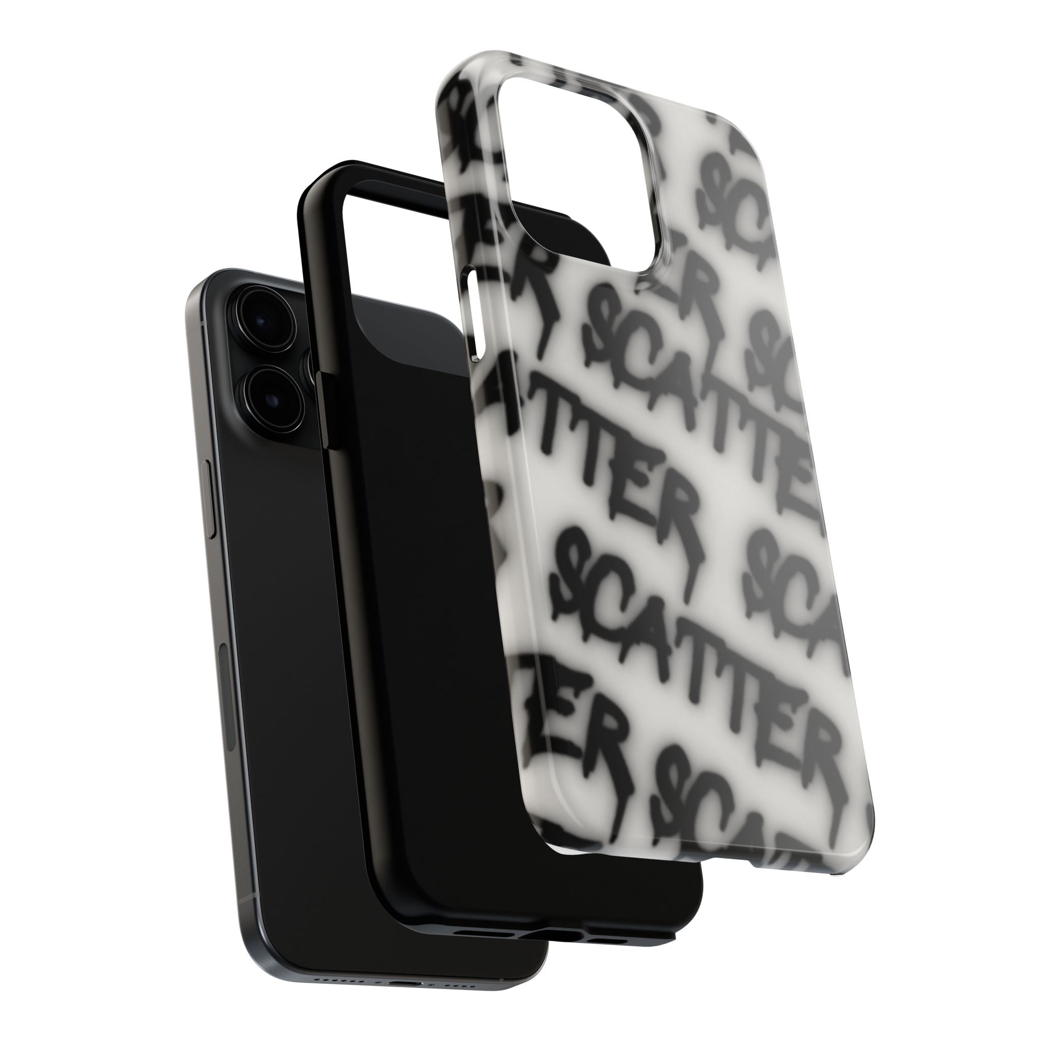 Scatter Graffiti Tough Phone Case – Black Spray-Style Protective Cover