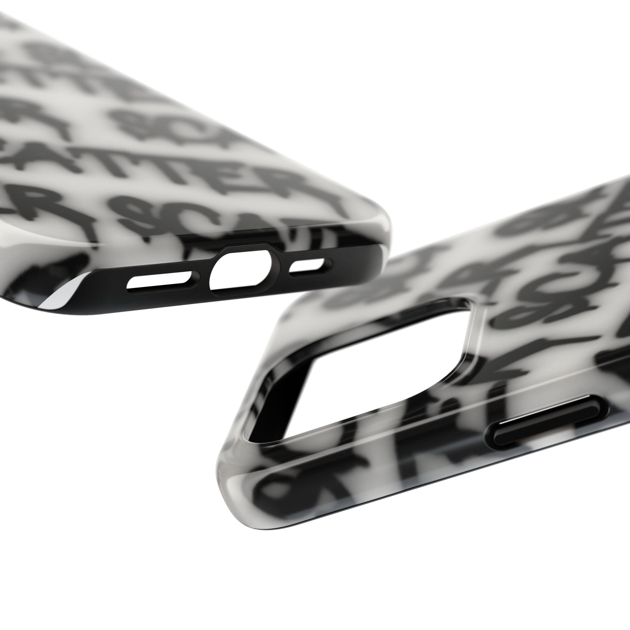 Scatter Graffiti Tough Phone Case – Black Spray-Style Protective Cover